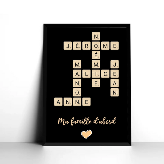 Affiche Personnalisée Famille - Scrabble Black